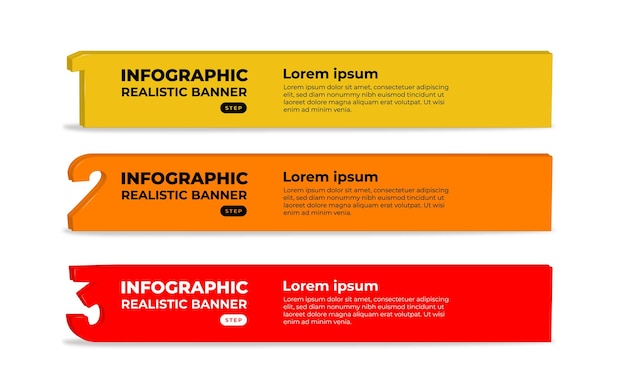 Colorful realistic banners for infographic steps