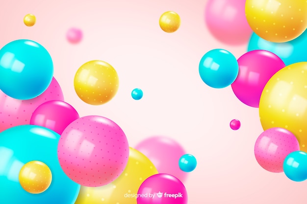 Colorful realistic flowing glossy balls background