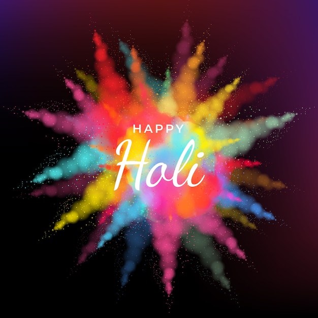 Free vector colorful realistic holi festival