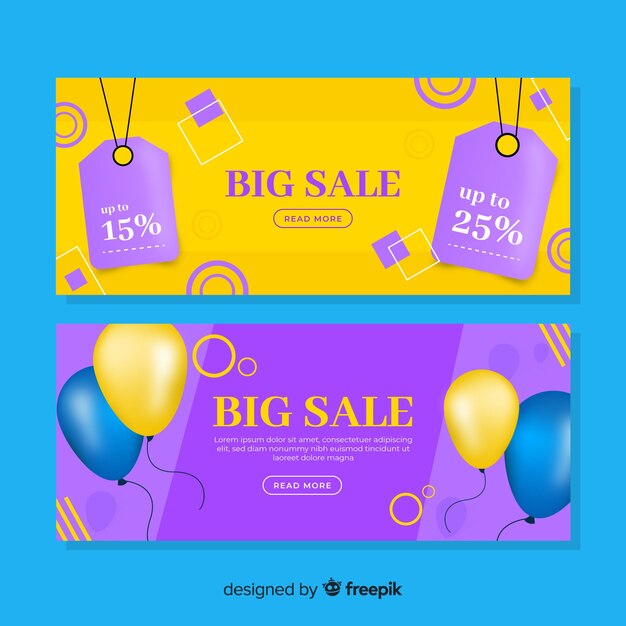 Colorful realistic sale banner set