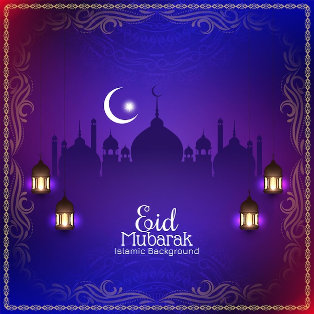 Colorful religious eid mubarak festival mosque background