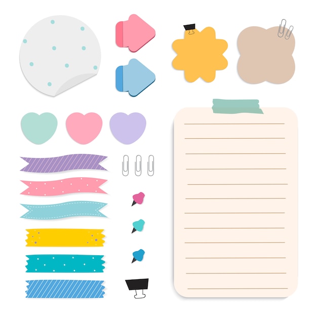 Free vector colorful reminder paper notes vector set