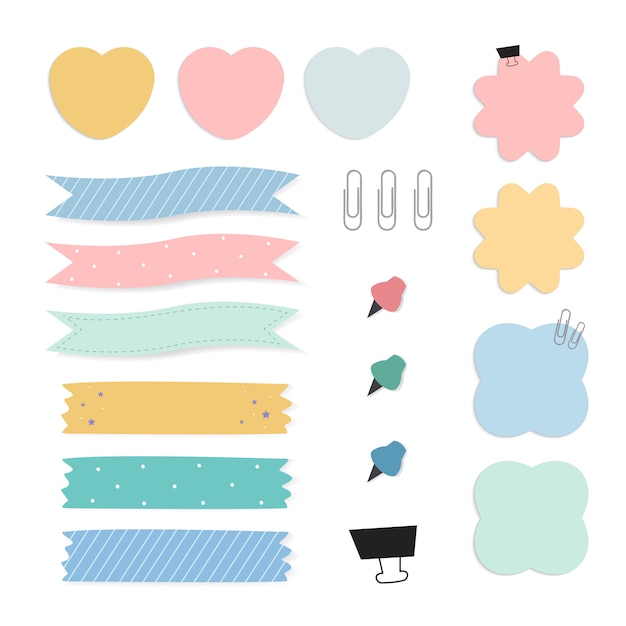 Colorful reminder paper notes vector set