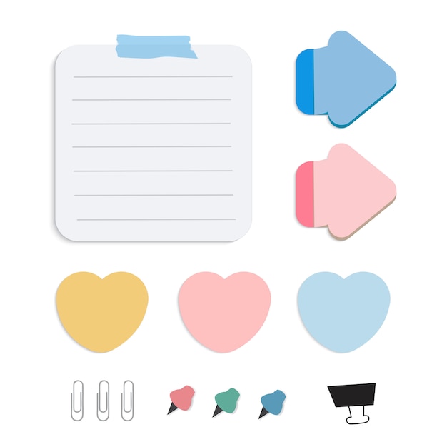 Colorful reminder paper notes vector set