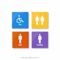 Free vector colorful rest room icons