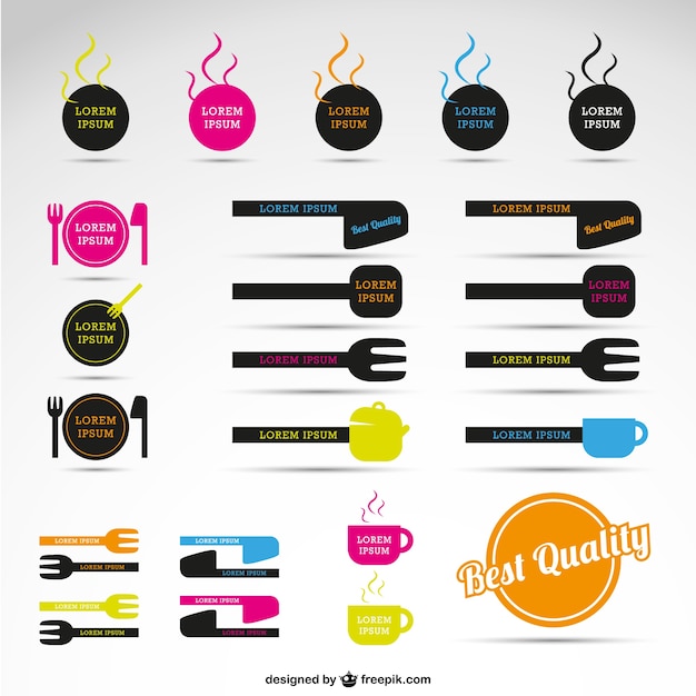 Colorful restaurant logos