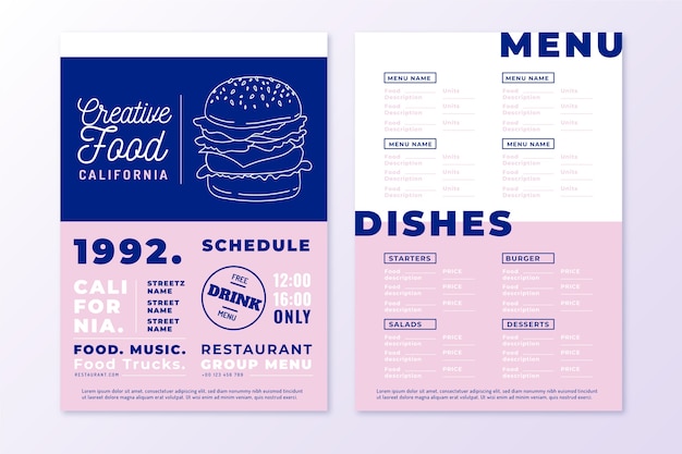 Colorful restaurant menu template