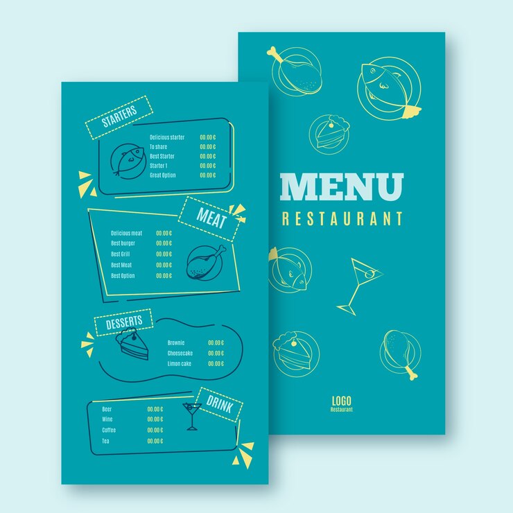 Free Vector colorful restaurant menu template