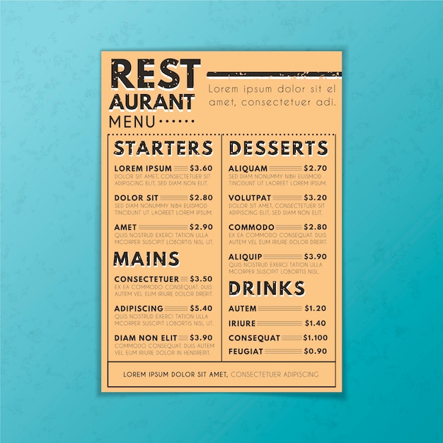 Free vector colorful restaurant menu template