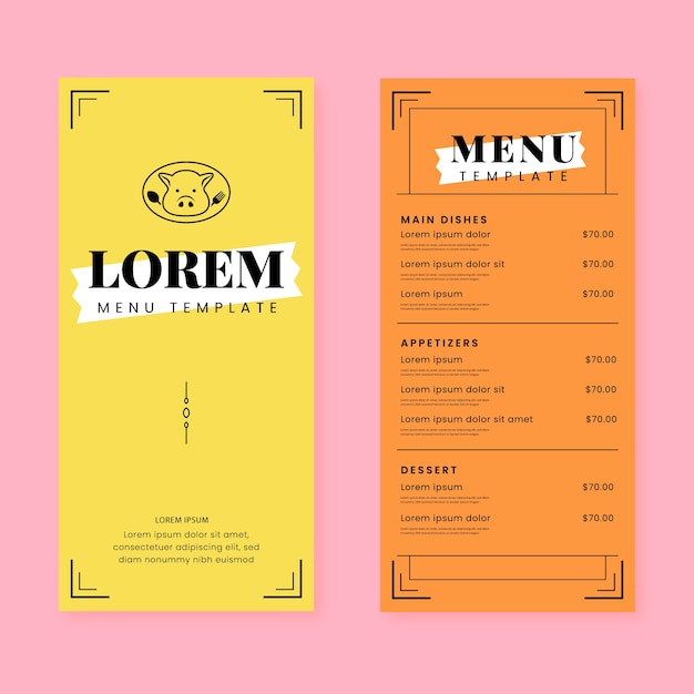 Free vector colorful restaurant menu template