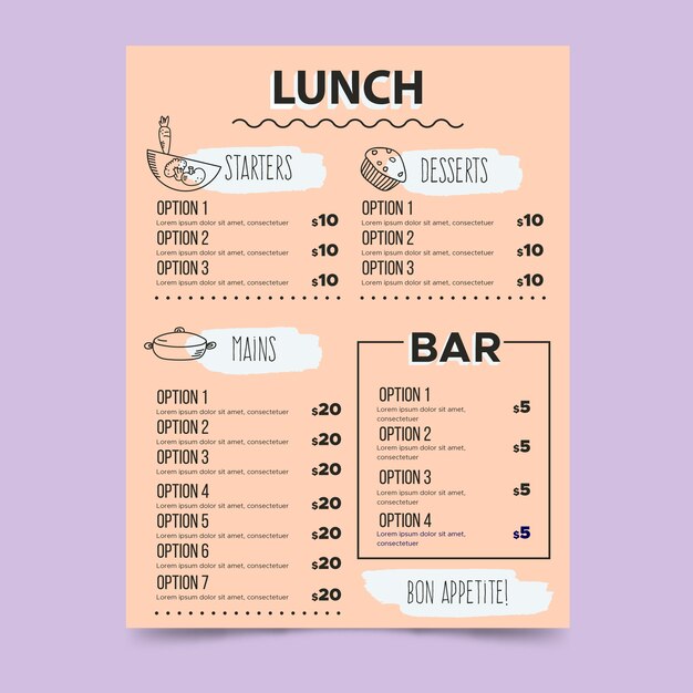 Colorful restaurant menu template