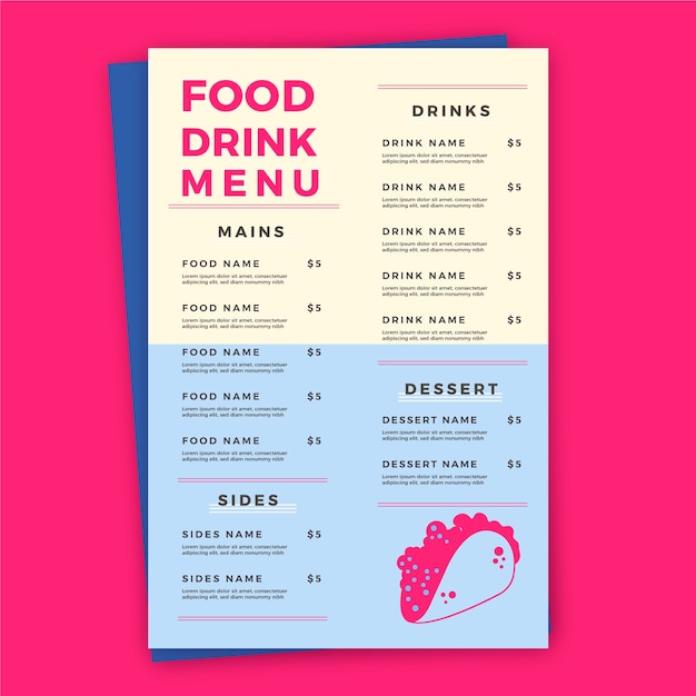colorful restaurant menu template