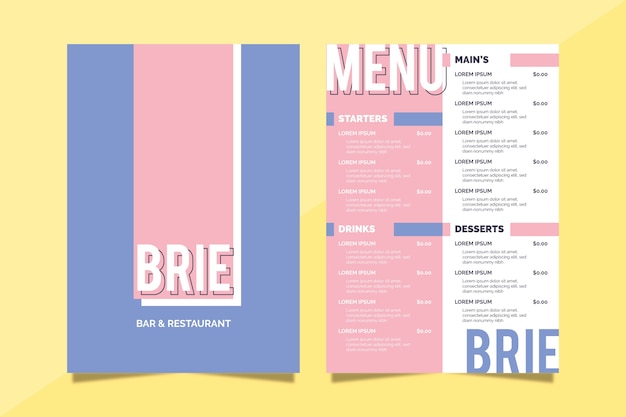 Free vector colorful restaurant menu template