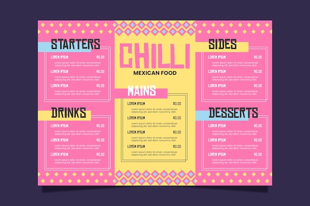 Free vector colorful restaurant menu template