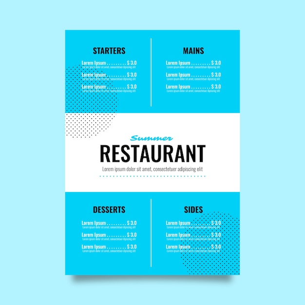 Free vector colorful restaurant menu template