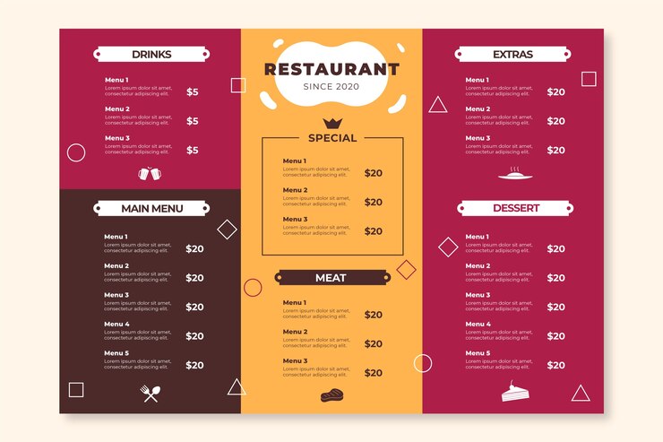Free Vector colorful restaurant menu template