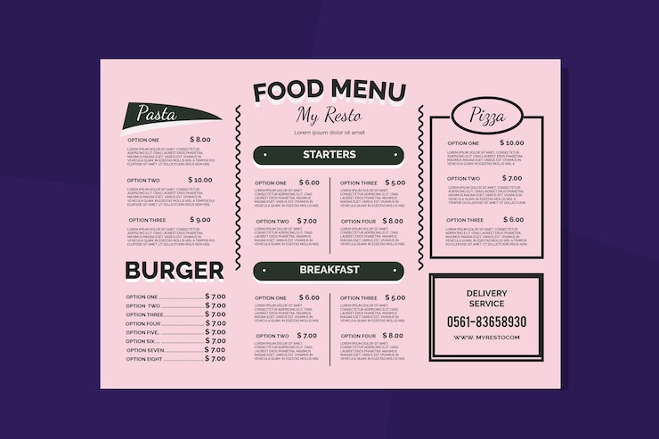 Free Vector colorful restaurant menu template