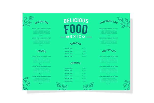 Free vector colorful restaurant menu template