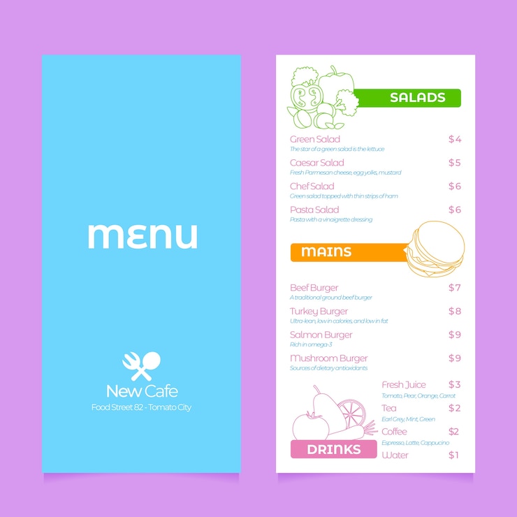 Free Vector colorful restaurant menu template