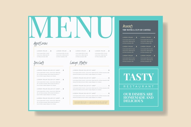Vettore gratuito modello di menu ristorante colorato
