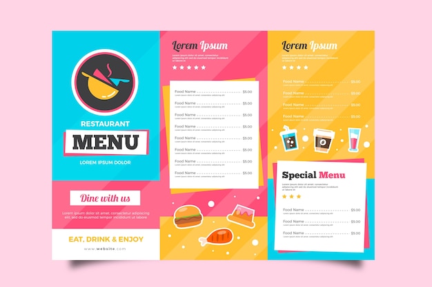 Free vector colorful restaurant menu template