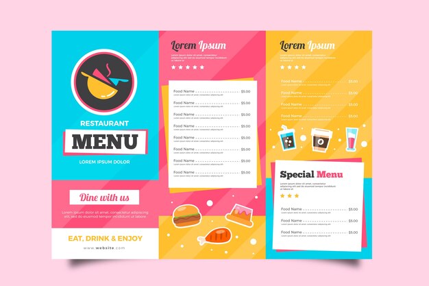 Colorful restaurant menu template