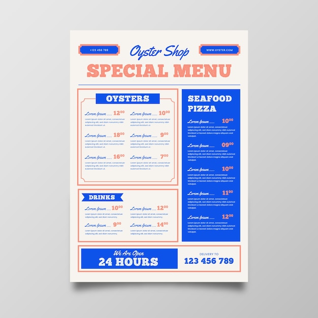 Colorful restaurant menu template