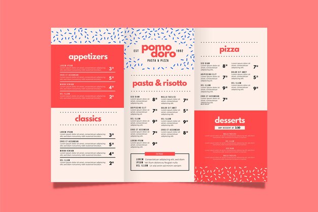 Colorful restaurant menu template