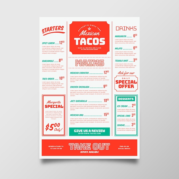 Colorful restaurant menu template