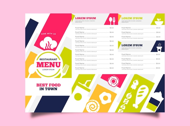 Free vector colorful restaurant template menu