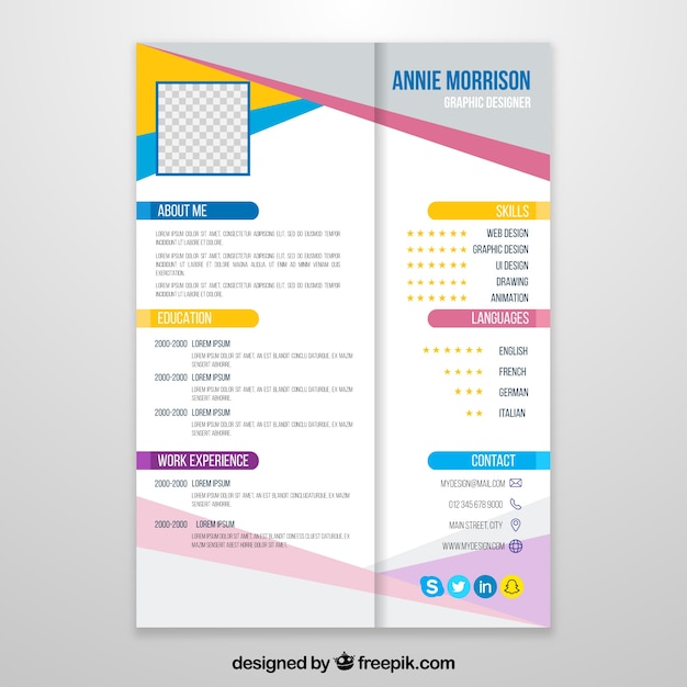 Free vector colorful resume template