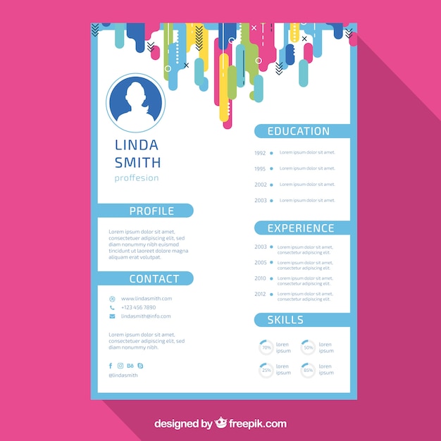 Free vector colorful resume template