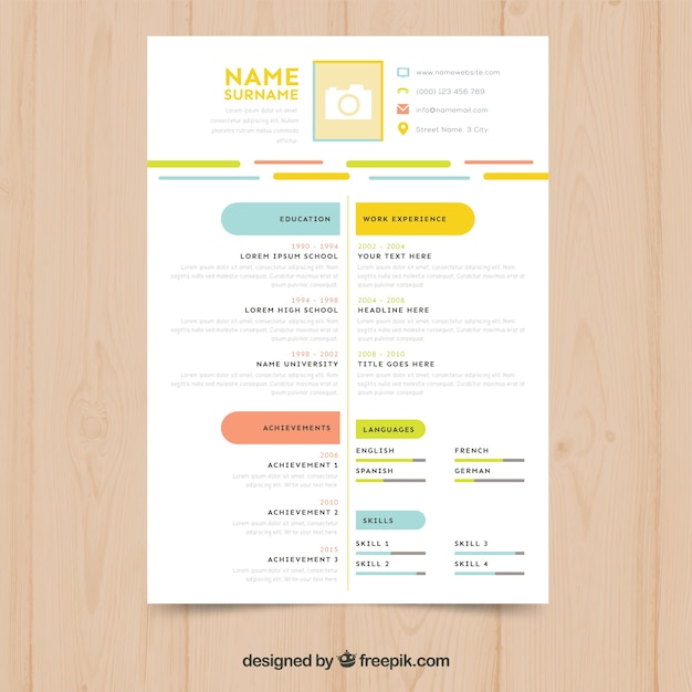 Colorful resume template