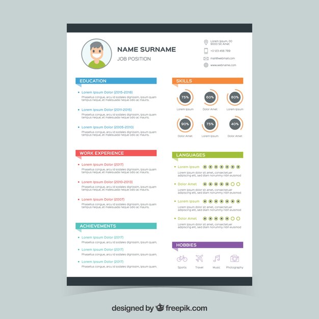 Colorful resume template