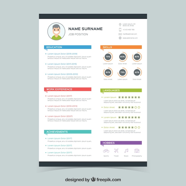 Colorful resume template