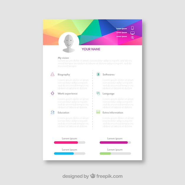 カラフルな履歴書テンプレート