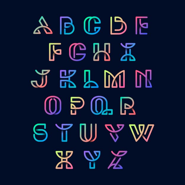 Colorful retro alphabets vector set