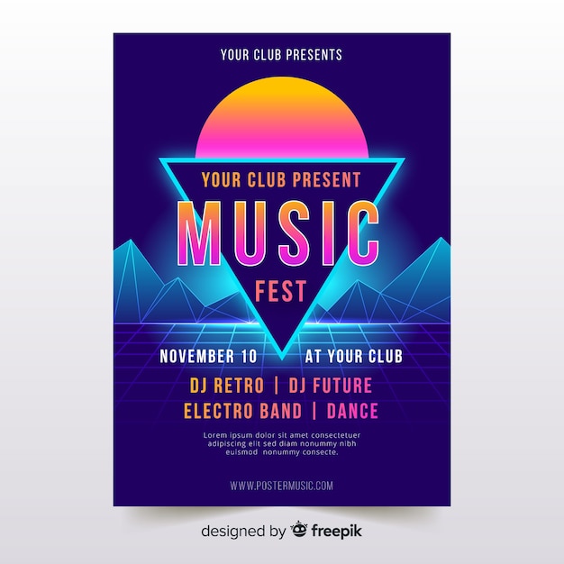 Colorful retro futuristic music poster