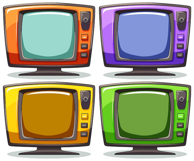 Бесплатное векторное изображение Красочная ретро-телевизионная коллекция