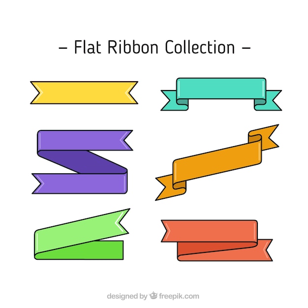 Colorful ribbon collection in flat design 