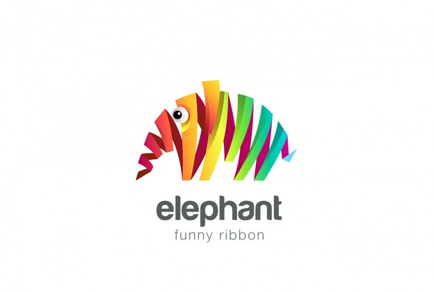 Colorful Ribbon Elephant abstract Logo  icon.