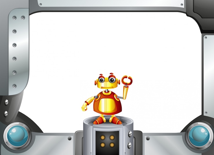 Free Vector a colorful robot in the middle of the empty frame