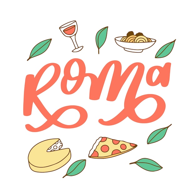 Free vector colorful roma city lettering
