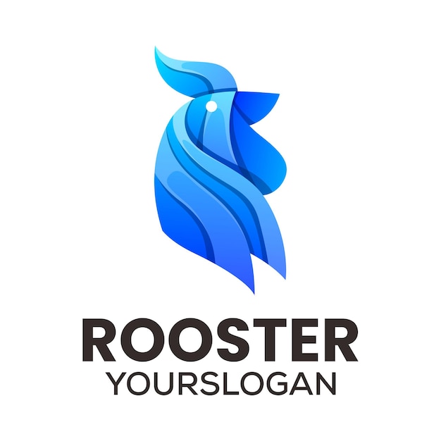 Vettore gratuito progettazione del logo dell'icona del gradiente colorato del gallo