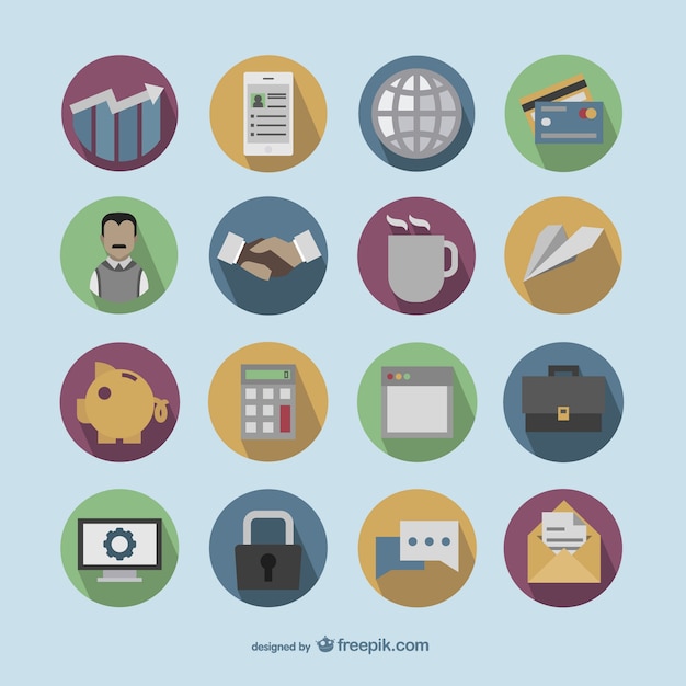 Free vector colorful round business icons