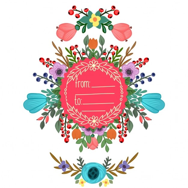 Free vector colorful round floral frame