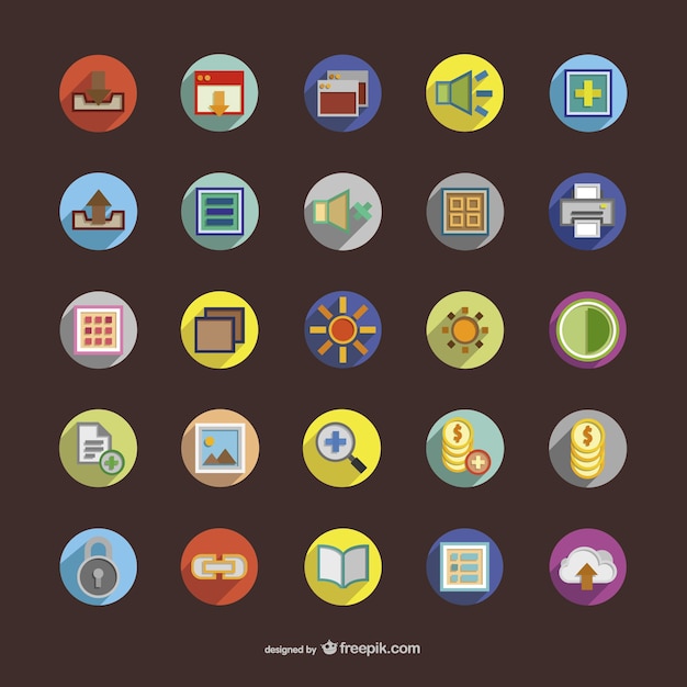 Colorful round icons set