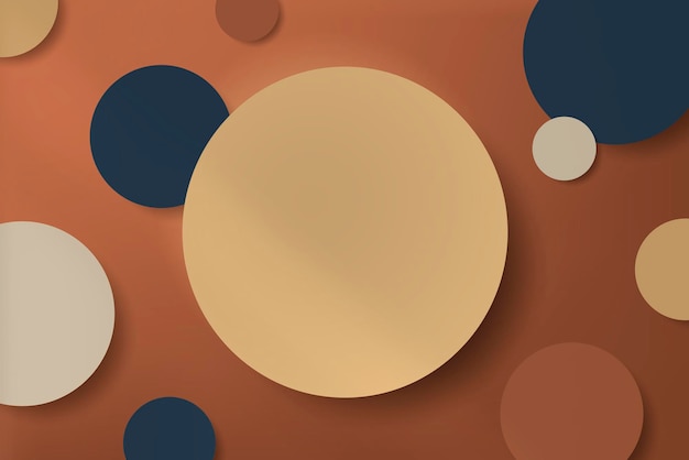 Colorful round paper cut with drop shadow on orange background