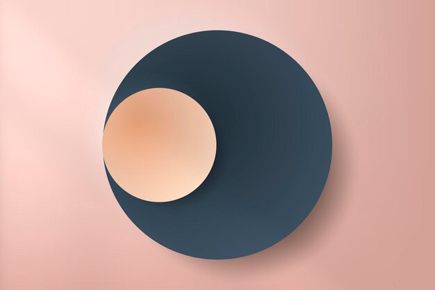 Colorful round paper cut with drop shadow on pale pink background