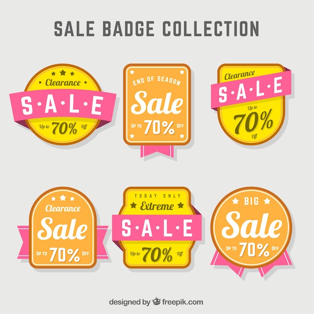 Free vector colorful sale badges with flat design